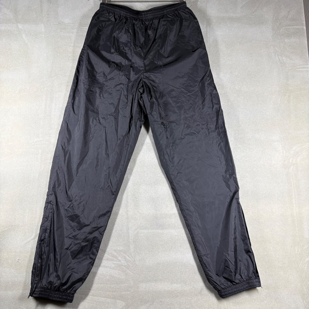 Vintage 90s Nike Track Pants Mens Large Black Windbreaker Joggers Zipper Leg
